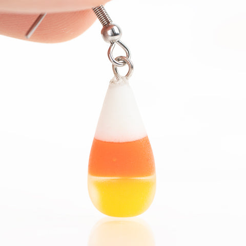 Festive orange yellow and white glass earrings