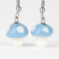Handmade blue mushroom glass earrings by mmmelty