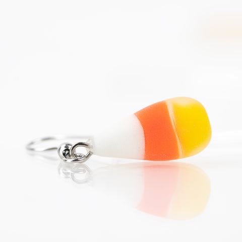 Cute Halloween earrings shaped like candy corn