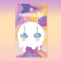 Cute glass earrings shaped like mushrooms that glow