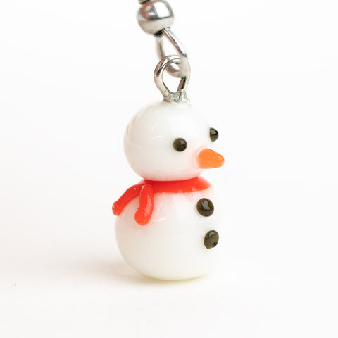 Cute holiday snowman earrings made from glass
