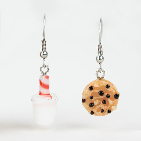 Handmade milk and cookie glass earrings by mmmelty