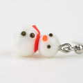 Festive winter snowman earrings on white background