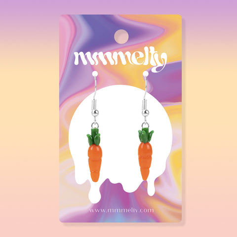 Cute vegetable-themed earrings made from glass