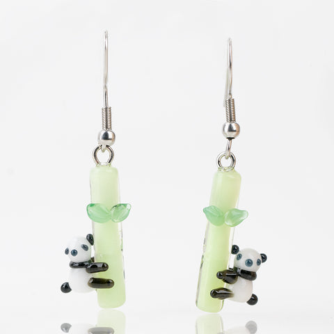 Handmade panda glass earrings by mmmelty