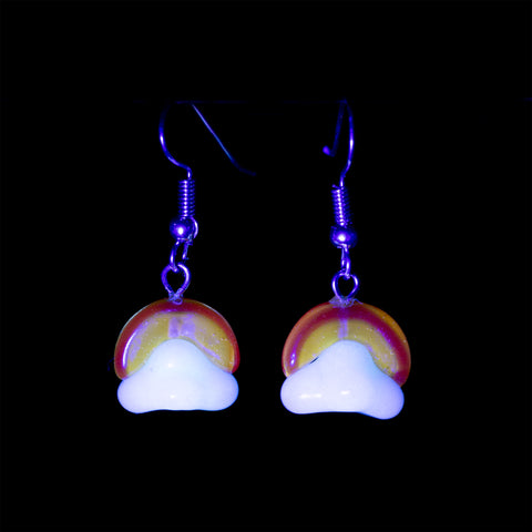 Borosilicate glass earrings with orange and yellow tones